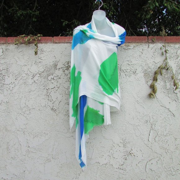 Lands End watercolor summer shawl 80"X32" - Picture 2 of 6